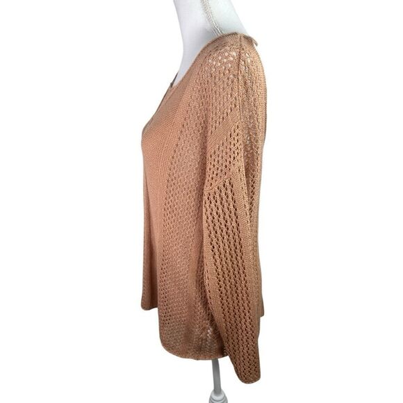 Polly Cooper Lightweight Open Back Chic Tan Knit Sweater Size S/M - Picture 7 of 12